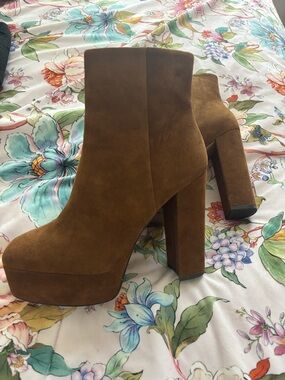 Vince Camuto Brown Suede Platform Ankle Boots